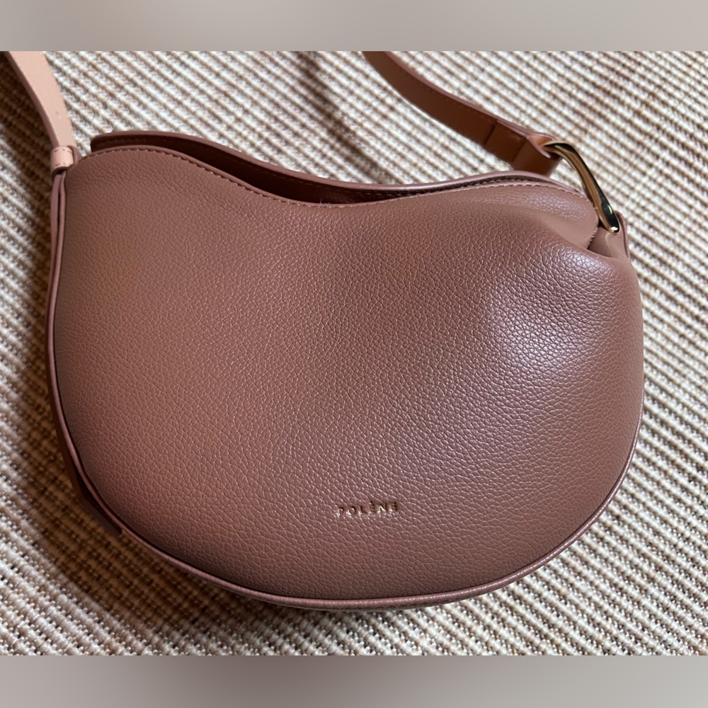 Polene Tonca crossbody bag in leather camel